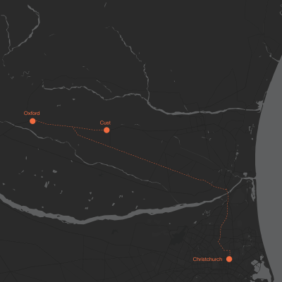 map christchurch to cust and oxford