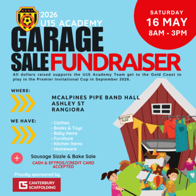 Waimak United U15 Academy Football Team Garage Sale